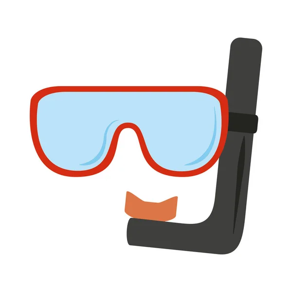 Summer vacation travel, scuba mask and snorkel flat icon style — Stock Vector
