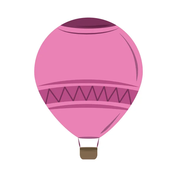 Viajes de vacaciones de verano, rosa globo de aire caliente aventura recreación plano icono estilo — Vector de stock
