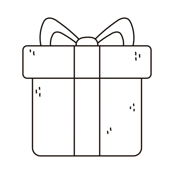 Emballage boîte cadeau ruban célébration isolé icône style ligne — Image vectorielle