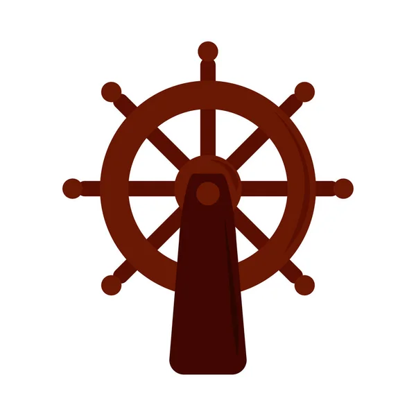 Ship helm steering wheel flat icon style — Stock Vector