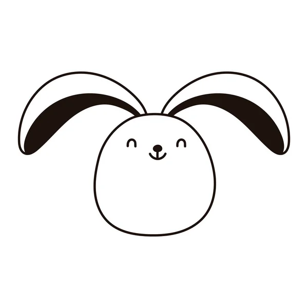 Królik twarz uszy zwierząt kreskówka izolowane ikona linia styl — Wektor stockowy