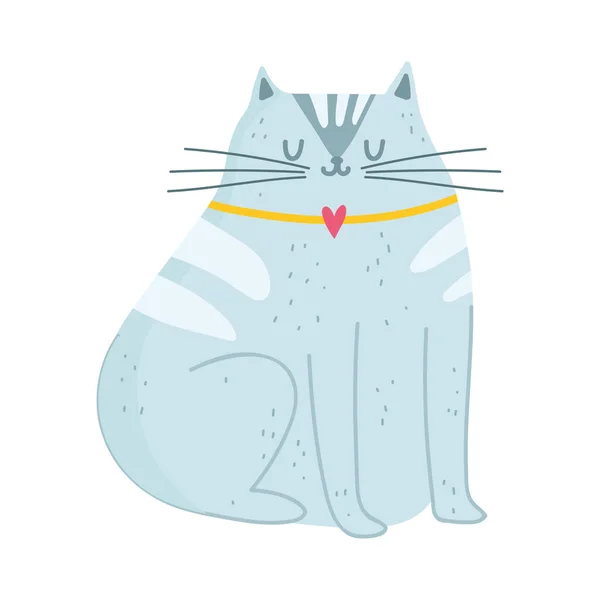 Šedá kočka pet maskot karikatura izolovaný design bílý pozadí — Stockový vektor
