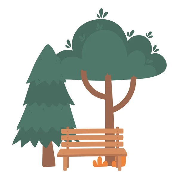 松树树叶长椅公园自然隔离图标风格 — 图库矢量图片