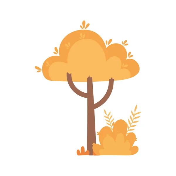 Árbol de otoño hojas follaje arbusto natural aislado icono estilo — Vector de stock