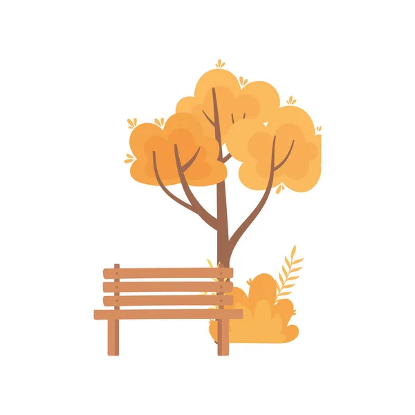 Otoño árbol arbusto follaje naturaleza banco parque aislado icono estilo — Vector de stock