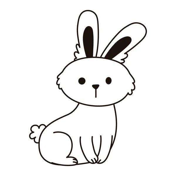 Tavşan oturan hayvan çizgi filmi ikon çizgisi biçimi — Stok Vektör