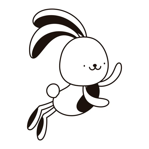 Jump rabbit animal cartoon isolated icon line style — Stock Vector