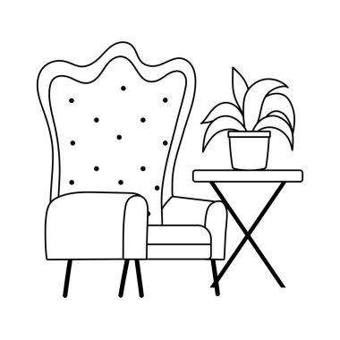 Bitki izole edilmiş simge çizgisi biçimi olan koltuk tablosu