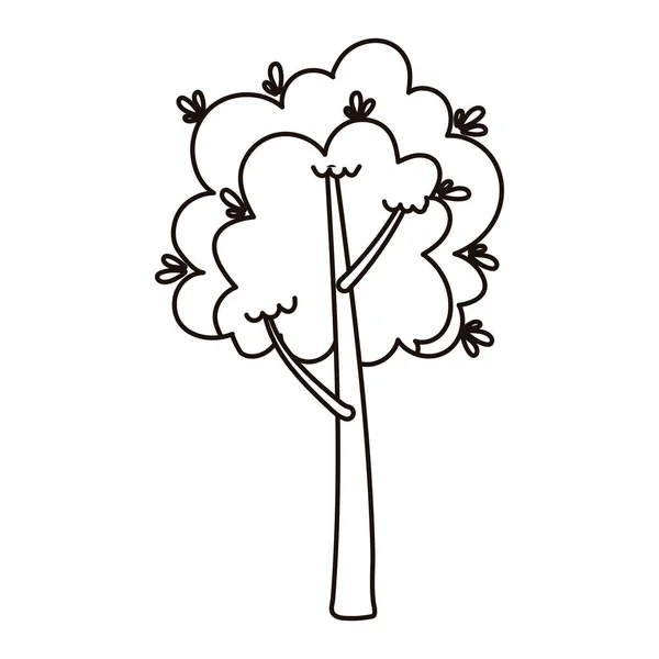 나무 식물학적 잎 자연적으로 고립 된 아이콘 라인 스타일 — 스톡 벡터