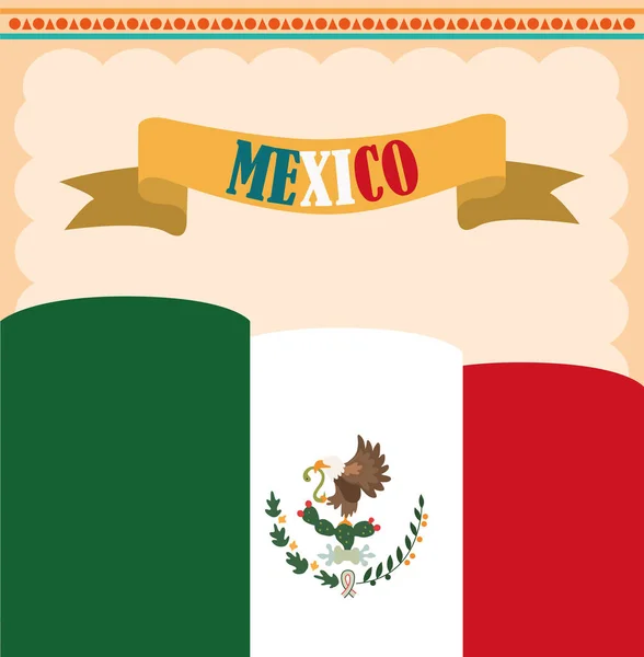Mexikanischer Unabhängigkeitstag, Nationalflaggenland, gefeiert am September — Stockvektor