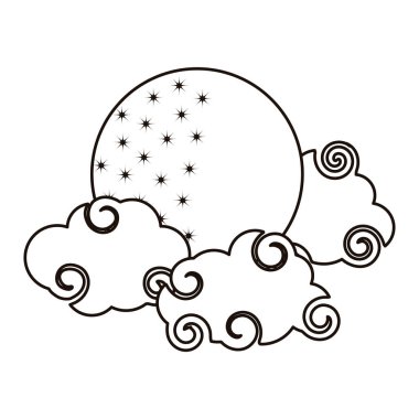 parlak ay bulutları gökyüzü çizgi film izole edilmiş simge çizgi biçimi