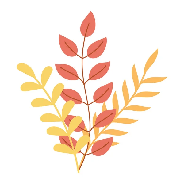 秋叶枝干自然隔绝的图标风格 — 图库矢量图片