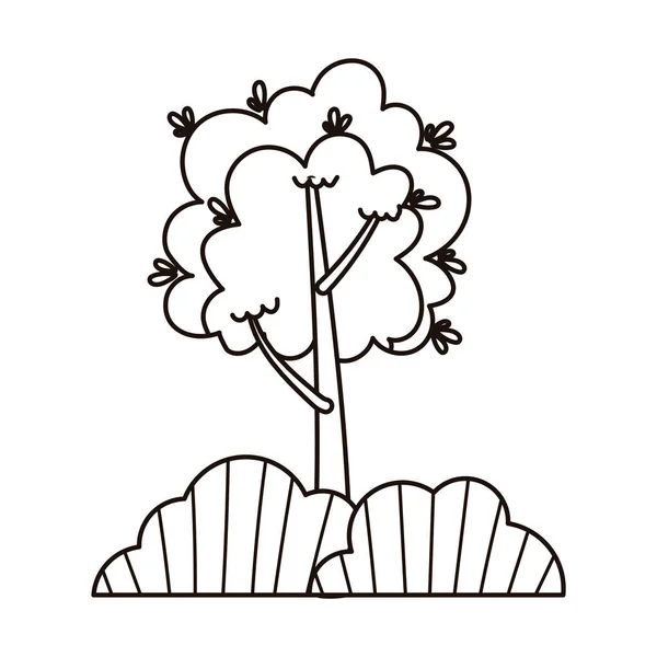 Sonbahar ağacı çalılıkları doğal izole ikon çizgisi biçimi — Stok Vektör