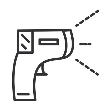 Coronavirus covid19 tanı araştırması, sıcaklık ateşini önleme çizgi simgesi tasarımı