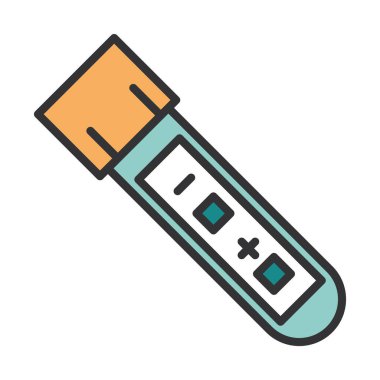Coronavirus tanı araştırması, covid-19 için hızlı test, negatif ya da pozitif sonuç çizgisi ve dolgu