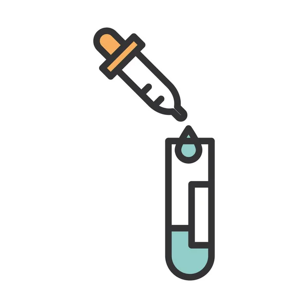 Coronavirus covid19 diagnóstico de pesquisa, conta-gotas médica e linha de amostra de tubo de teste e preencher — Vetor de Stock