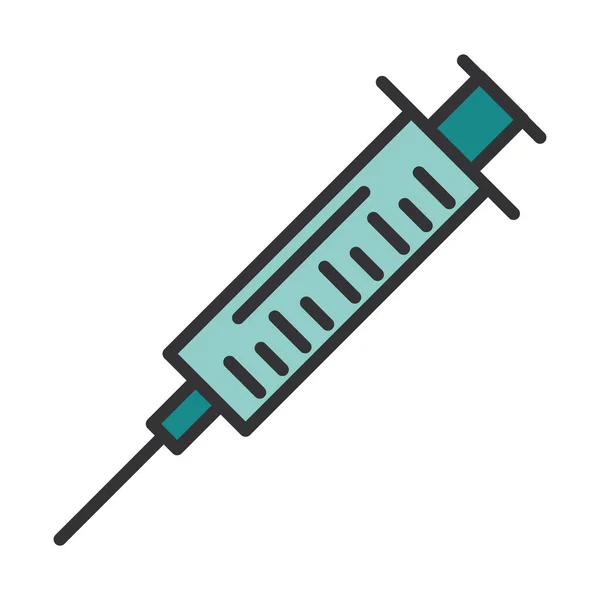 Línea de equipo de vacuna jeringa médica y llenar — Vector de stock