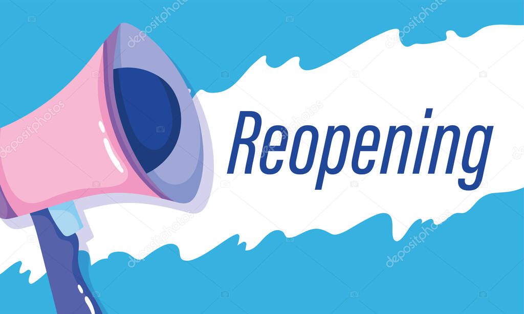 reopening, megaphone announcement business template banner