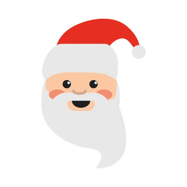 행복 한 메리 크리스마스, 귀여운 산타 클라우스는 만화를 마주 하고, 축제의 납작 한 아이콘 스타일을 축하 한다 — 스톡 벡터