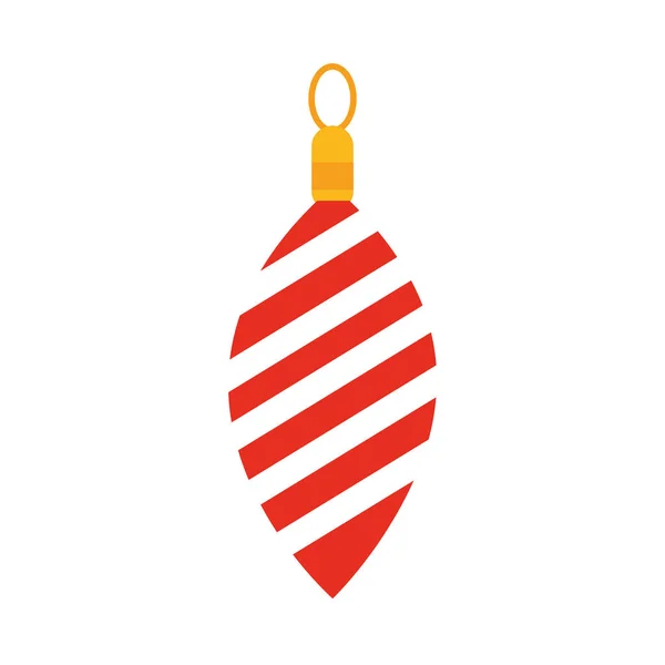 Vrolijk vrolijk kerstmis, gestreepte bal decoratie ornament viering feestelijk plat pictogram stijl — Stockvector
