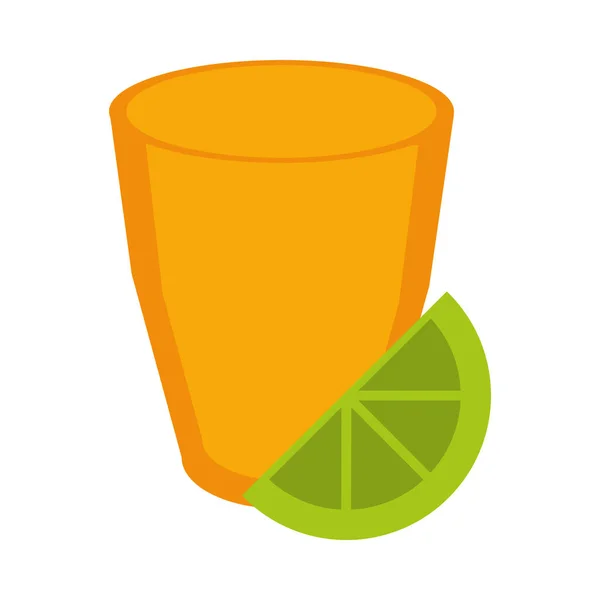 Tag der Toten, Tequila erschossen mit Zitrone mexikanische Feier-Ikone flachen Stil — Stockvektor