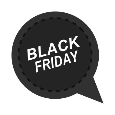 Kara Cuma, konuşma balonu indirimi simgesi düz stil