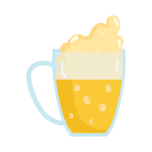 Μπύρα κούπα αφρό απομονωμένο εικονίδιο πάνω από λευκό φόντο — Διανυσματικό Αρχείο