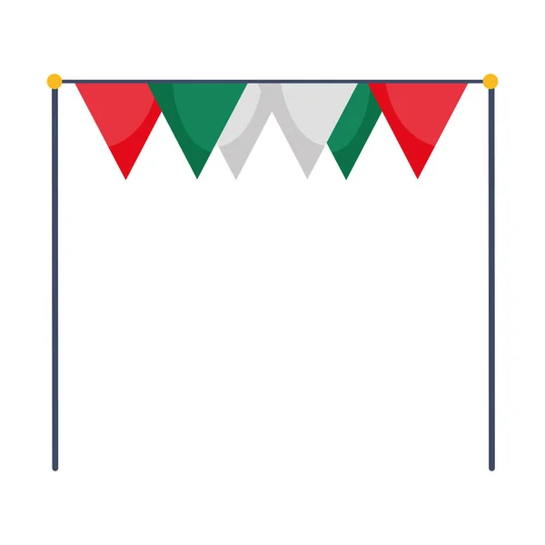 Quadro com bunting decoração festival isolado ícone branco fundo — Vetor de Stock