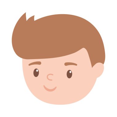 çocuk yüz karakteri çizgi film izole tasarım beyaz arkaplan