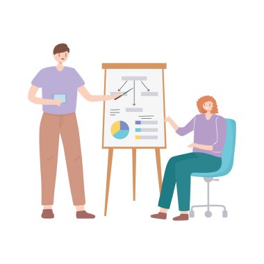 Eş zamanlı çalışma, işadamı ve iş kadını iş raporlama kurulu