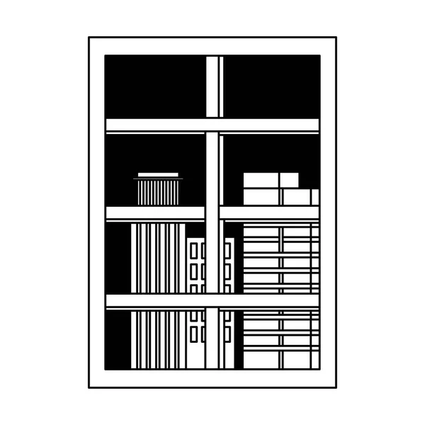 Rahmen Fenster Stadtansicht isoliert Design weiß Hintergrund Linie Stil — Stockvektor