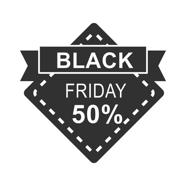 Черная пятница, скидка на баннер предлагают ленту иконка силуэт стиль