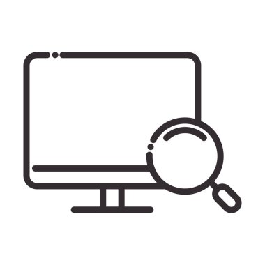 Arama simgesi, bilgisayar ekranı büyütücü ince çizgi simgesi