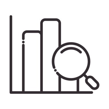 Arama simgesi, istatistik raporu finans diyagramı büyüteç ince çizgi simgesi