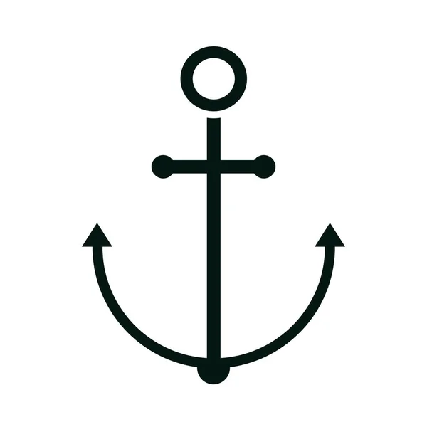 Anchor nautical maritime flat icon style white background — Stock Vector