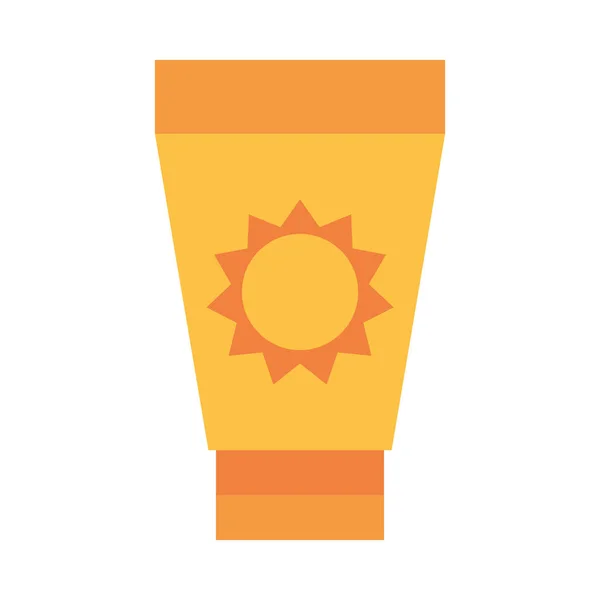 Sonnenschutzflasche Lotion Schutz flache Symbol Stil — Stockvektor