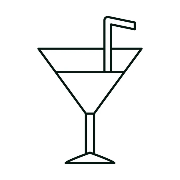Cocktail avec boisson à la paille style icône linéaire liqueur — Image vectorielle