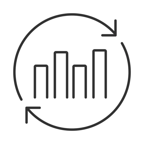 Análisis de datos, negocio financiero informe economía gráfico financiero línea icono — Vector de stock