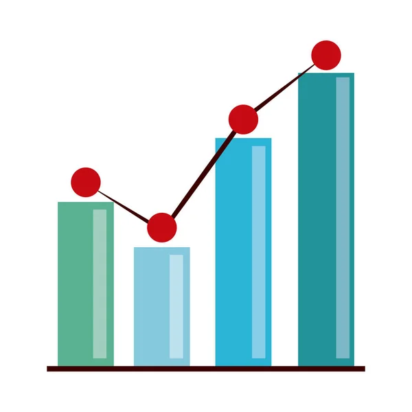 Analyse de données, barre de statistiques financières des entreprises icône plate — Image vectorielle