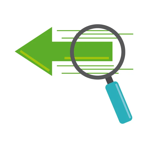 Data analysis, magnifying glass research digital flat icon — Stock Vector