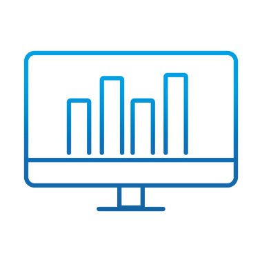 veri analizi, bilgisayar diyagramı iş stratejisi ve yatırım, gradyan mavi çizgi simgesi