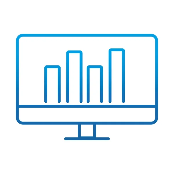 Analyse de données, rapport de diagramme informatique stratégie d'entreprise et investissement, gradient icône de ligne bleue — Image vectorielle