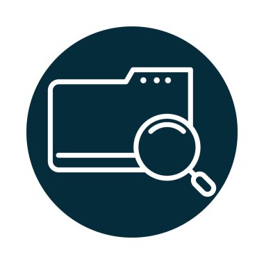 Arama simgesi, dizin veri büyüteç bloğu ve satır simgesi