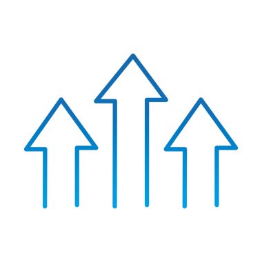 Oklar yukarı yön rehberi, gradyan mavi çizgi simgesi