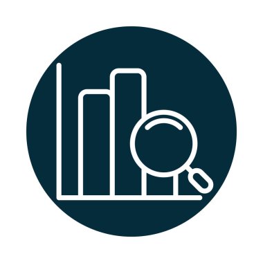 Arama simgesi, istatistik raporu finans diyagramı büyüteç bloğu ve satır simgesi