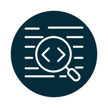 Arama simgesi, büyütme cam kod arayüzü web bloğu ve satır simgesi