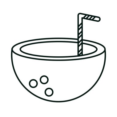 Saman doğrusal simge biçiminde hindistan cevizi kokteyli