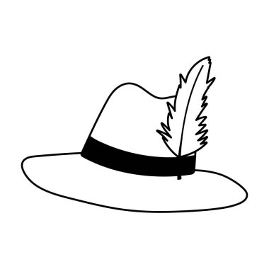Tüylü şapka beyaz arkaplan çizgisi biçimi üzerinde izole edilmiş simge