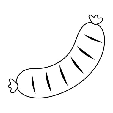 Fast food sosisi beyaz arkaplan çizgisi üzerine izole edilmiş simge