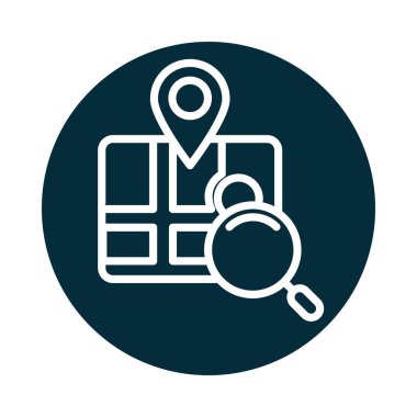 Arama simgesi, GPS yön bulma işaretçisi, uygulama bloğu ve satır simgesi